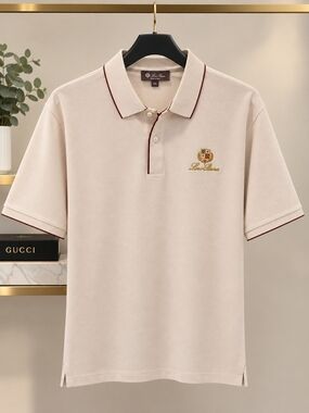 Loro Piana Classic Cream Polo Shirt with Contrast Trim